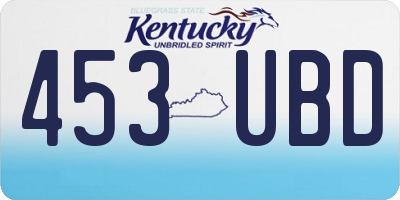 KY license plate 453UBD