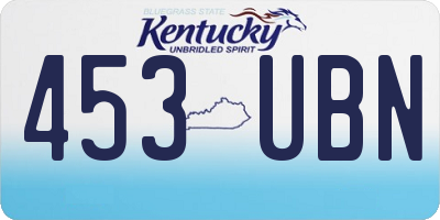 KY license plate 453UBN