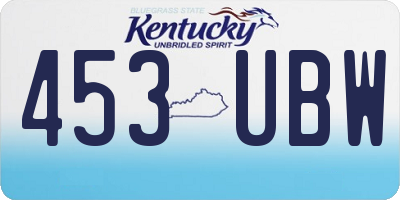 KY license plate 453UBW
