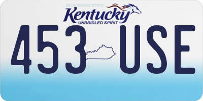 KY license plate 453USE