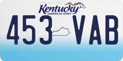 KY license plate 453VAB