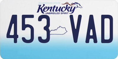 KY license plate 453VAD