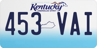 KY license plate 453VAI