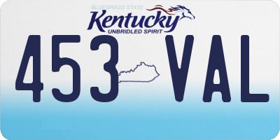 KY license plate 453VAL