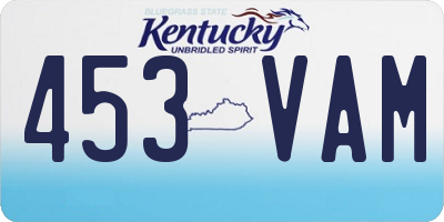 KY license plate 453VAM