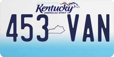 KY license plate 453VAN