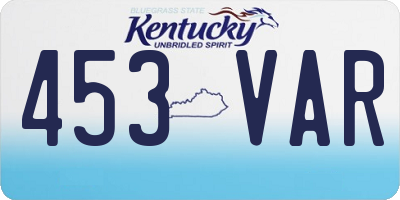 KY license plate 453VAR
