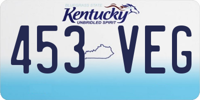 KY license plate 453VEG