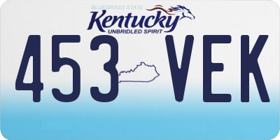 KY license plate 453VEK
