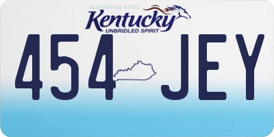 KY license plate 454JEY