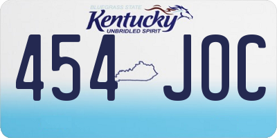 KY license plate 454JOC