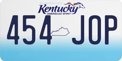 KY license plate 454JOP