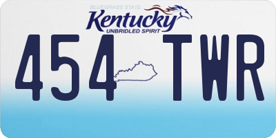 KY license plate 454TWR