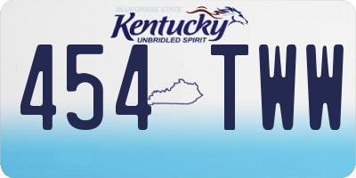 KY license plate 454TWW