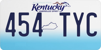 KY license plate 454TYC