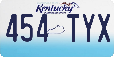 KY license plate 454TYX