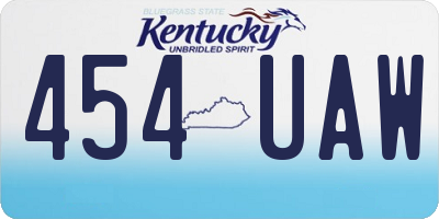 KY license plate 454UAW