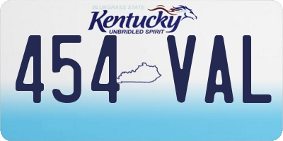 KY license plate 454VAL