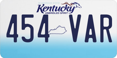 KY license plate 454VAR