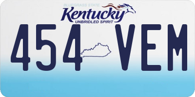 KY license plate 454VEM