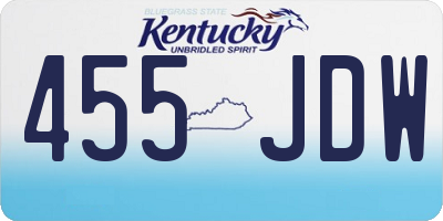 KY license plate 455JDW