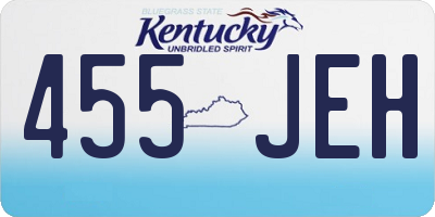 KY license plate 455JEH