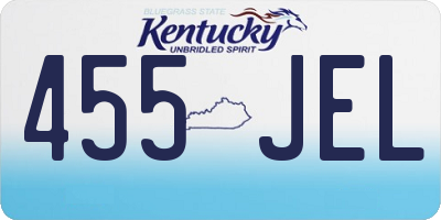 KY license plate 455JEL
