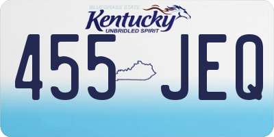 KY license plate 455JEQ