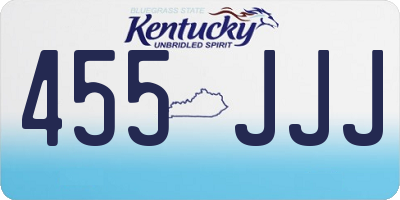 KY license plate 455JJJ