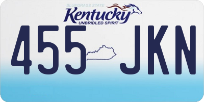 KY license plate 455JKN