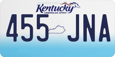 KY license plate 455JNA