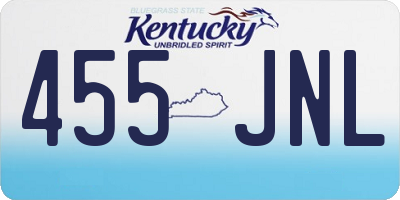 KY license plate 455JNL