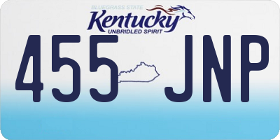 KY license plate 455JNP