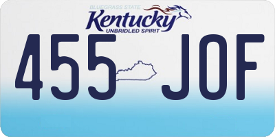 KY license plate 455JOF