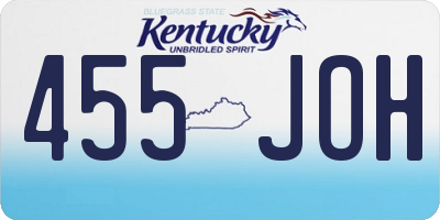 KY license plate 455JOH