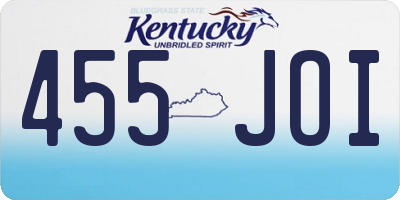 KY license plate 455JOI