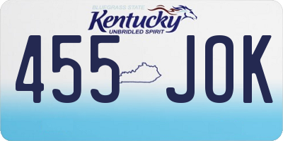 KY license plate 455JOK