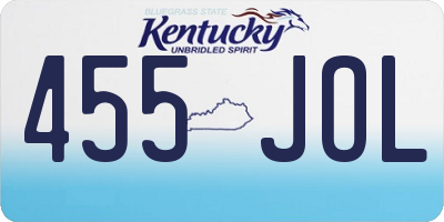 KY license plate 455JOL