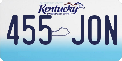 KY license plate 455JON