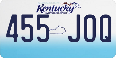 KY license plate 455JOQ
