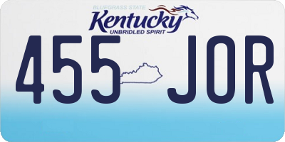 KY license plate 455JOR