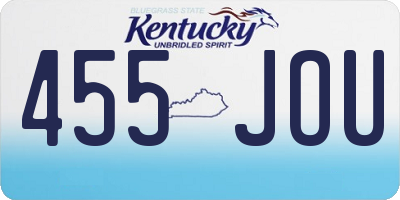 KY license plate 455JOU