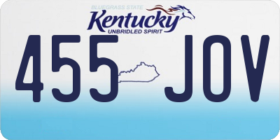 KY license plate 455JOV