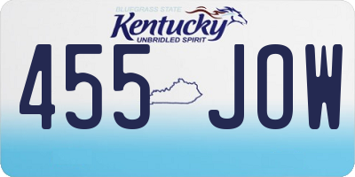 KY license plate 455JOW