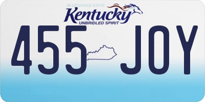 KY license plate 455JOY