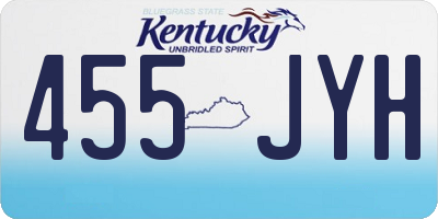 KY license plate 455JYH