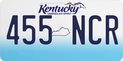 KY license plate 455NCR