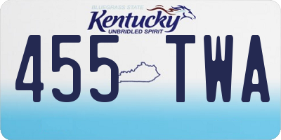 KY license plate 455TWA