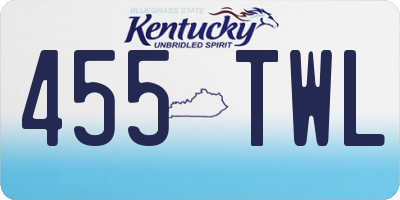 KY license plate 455TWL