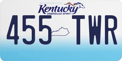 KY license plate 455TWR